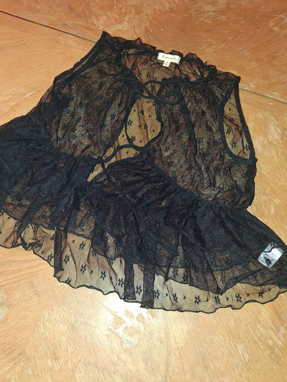 Sheer Black Lace Peplum Camisole - Charming Charlie